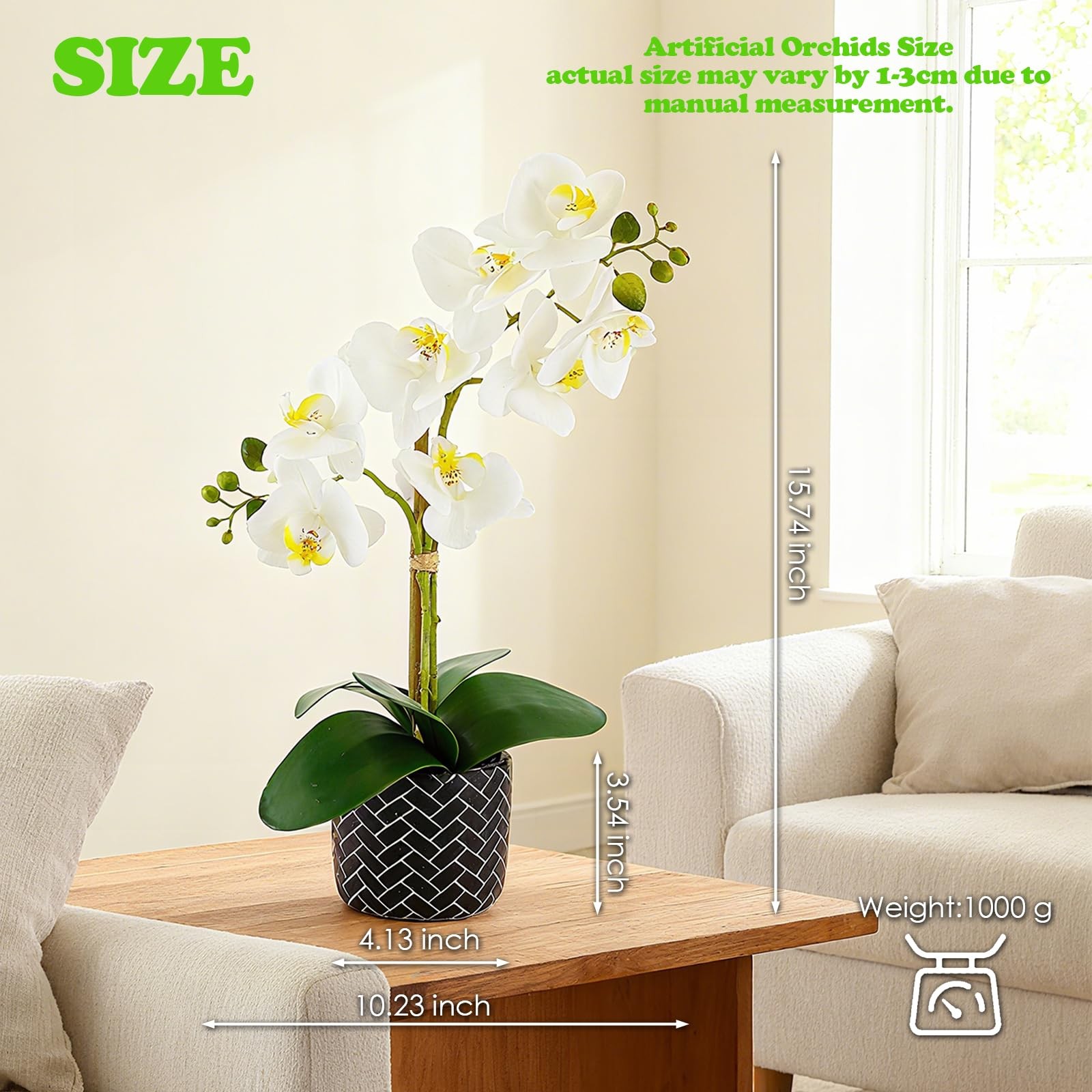 Artificial Orchid Flower Plant, 14.9 Real Touch Artificial Orchid White with …
