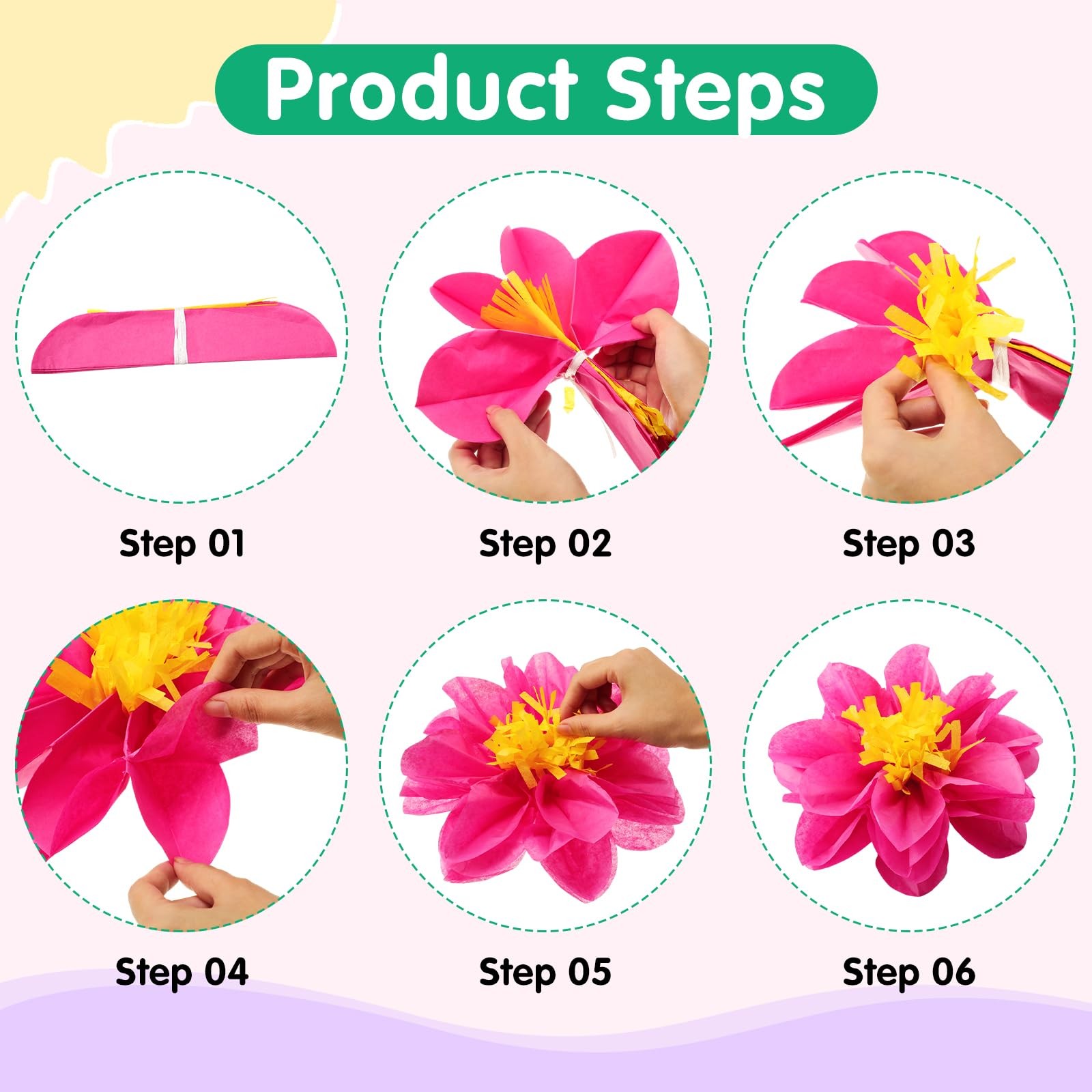 40 Pcs Mexican Giant Paper Flowers Leaves Set, 24 Pcs Large Mexico Tissue Pap…