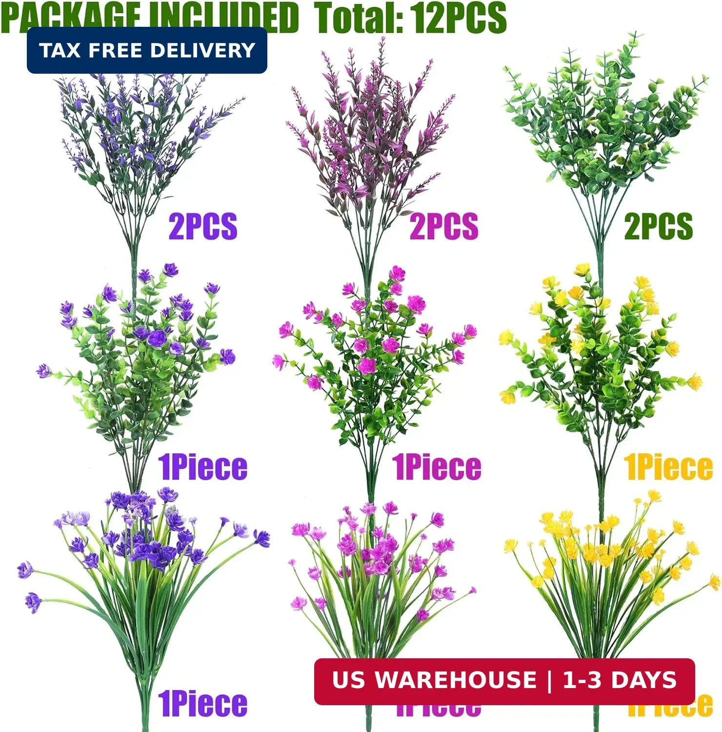 Sggvecsy Artificial Flowers for Outdoors 12 Bundles UV Resistant Boxwood Shrubs