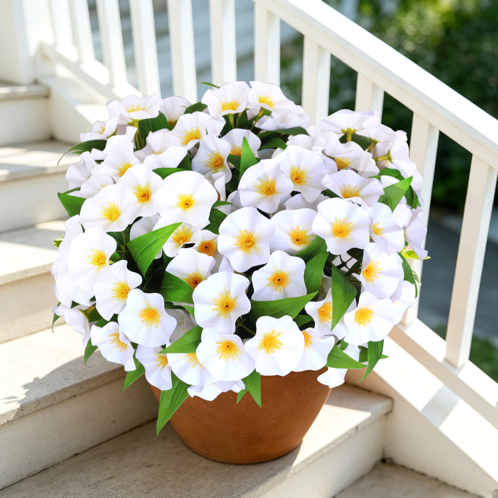 Artificial Flowers for Outdoors Decoration ,6 Bundles Fake Petunia Flowes
