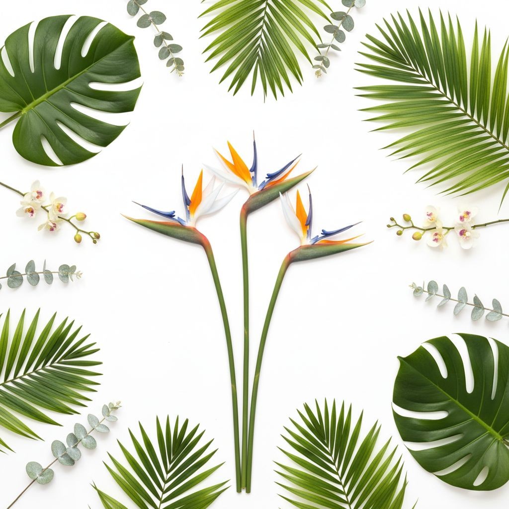 Bird of Paradise Stems Set of 3 Artificial Tropical Flowers 24 Inch Faux Floral