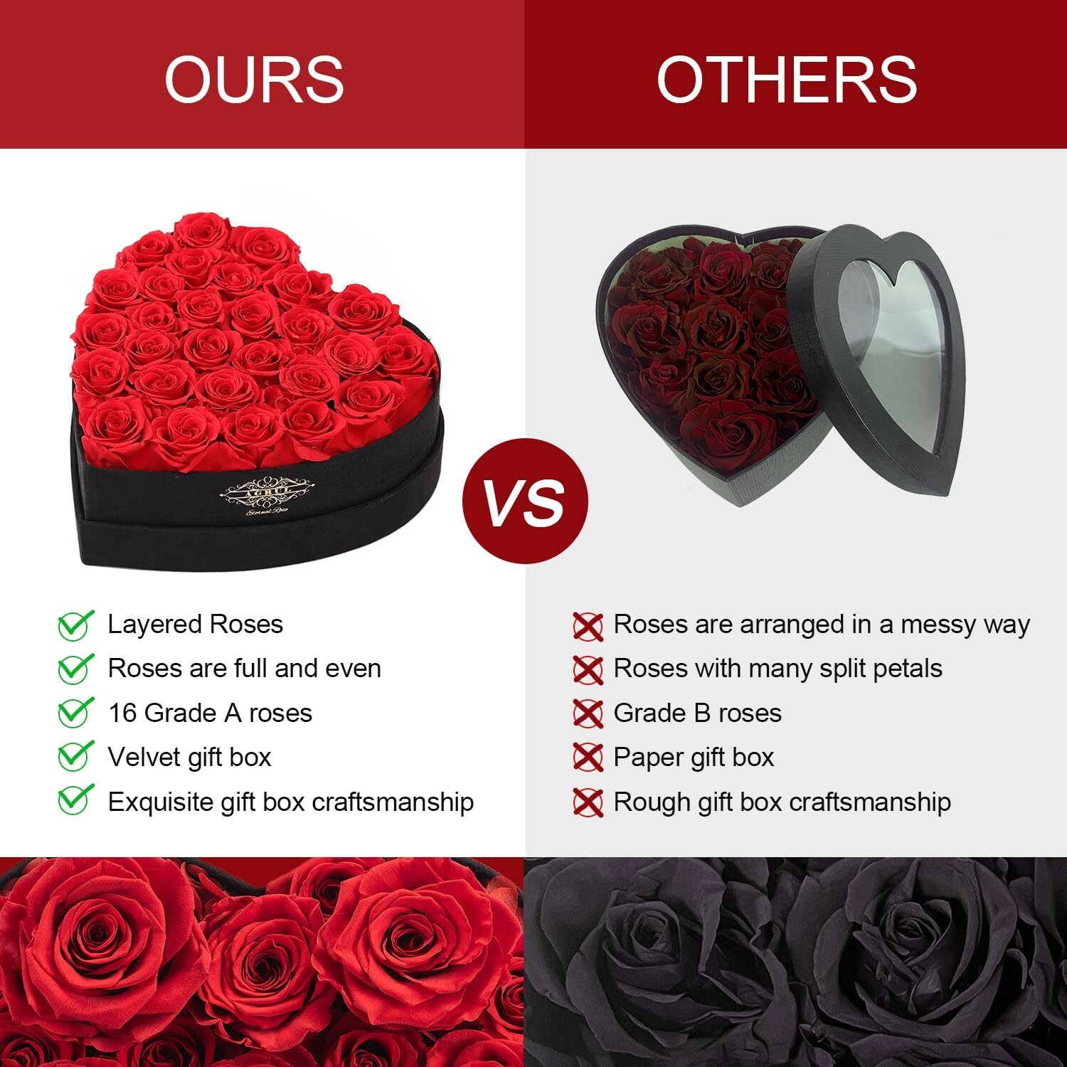 Valentines Day Roses Gifts for Her,Forever Preserved Flowers Roses in a Heart…