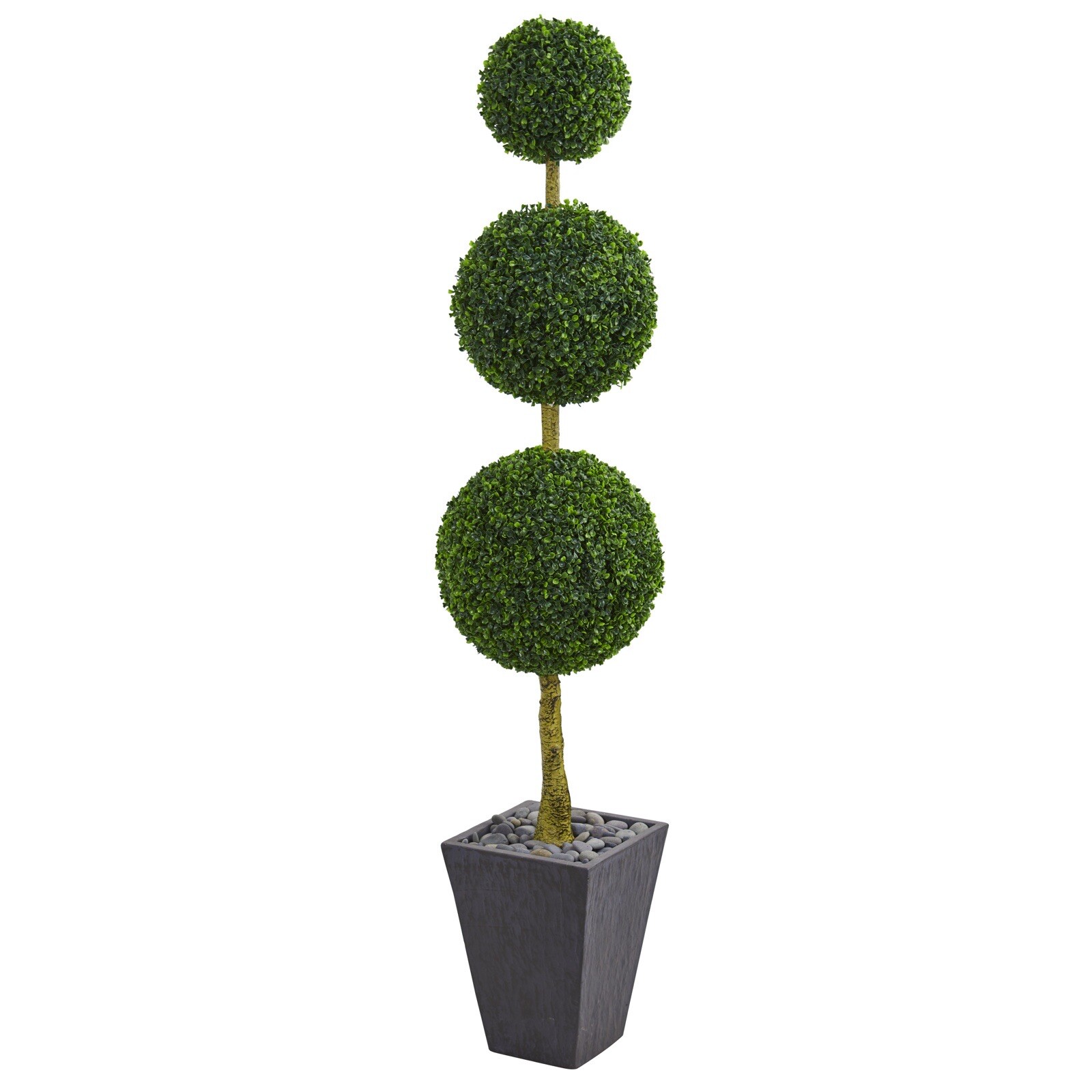 6’ Artificial Boxwood Topiary Triple Ball Tree in Planter UV Indoor/Outdoor