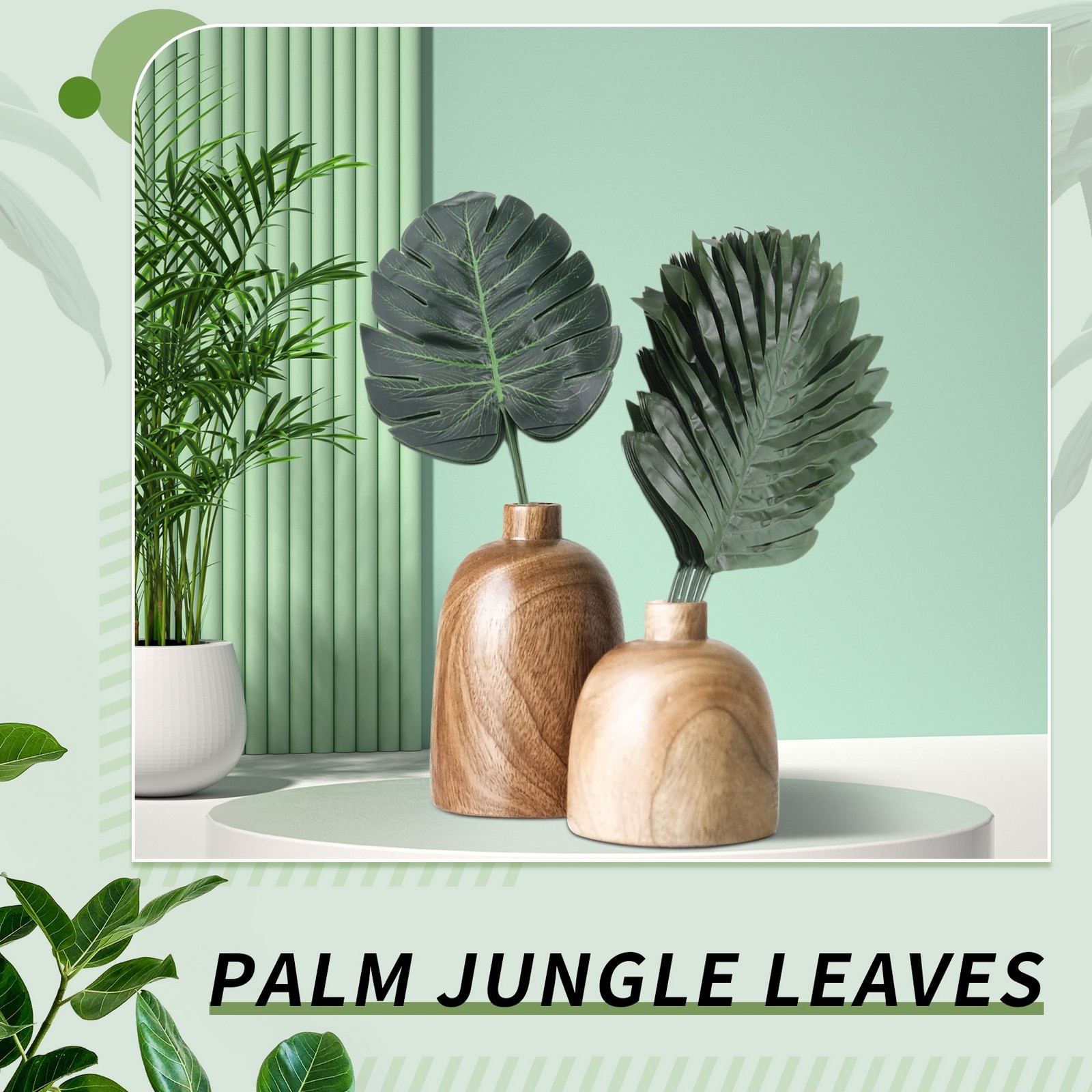 3X(88 Pieces Palm Jungle Leaves 8 Kinds Faux Tropical Monstera Leaves with6542
