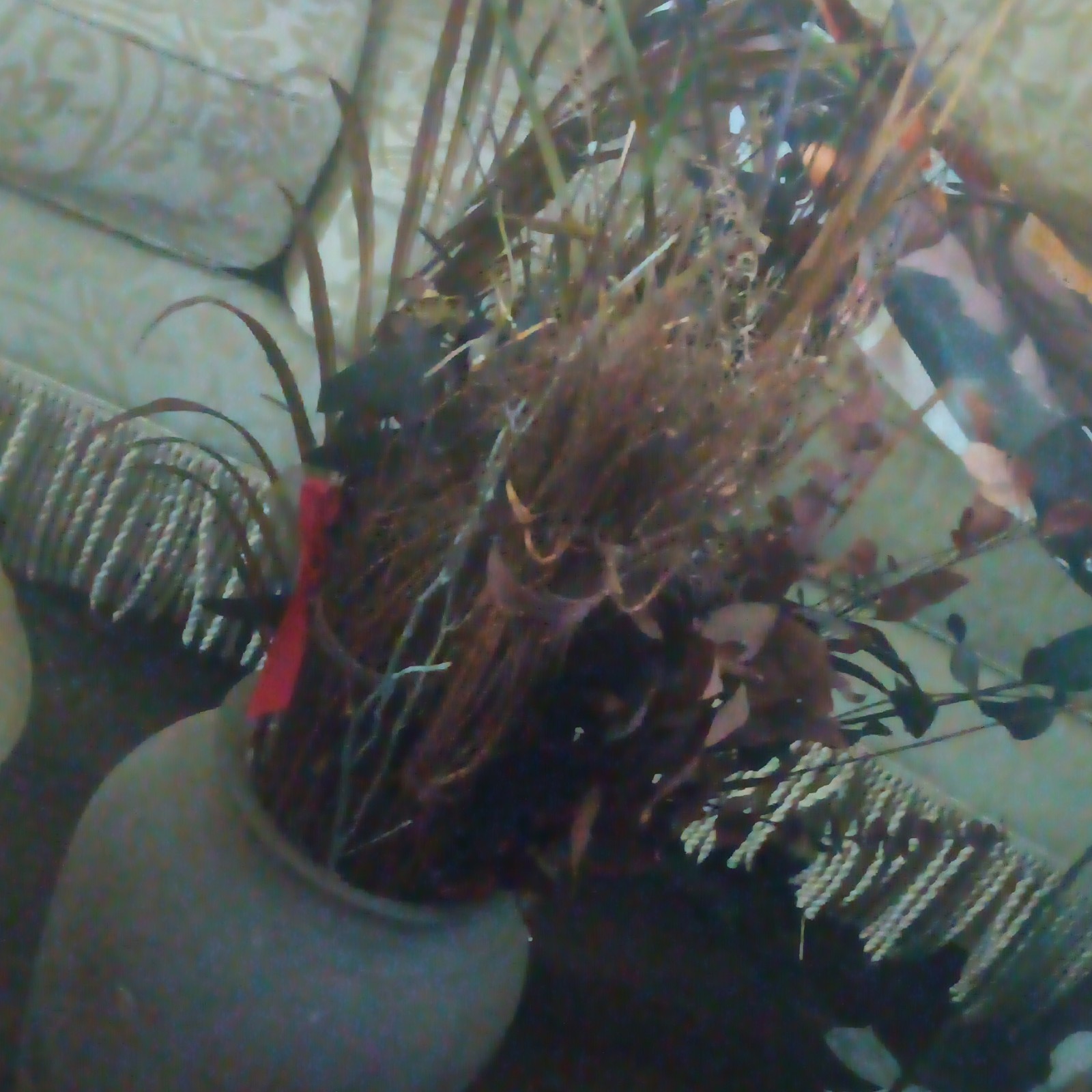 Artificial Mixed Floral Arrangement & Centerpiece in Huge Frosted Glass Vase,