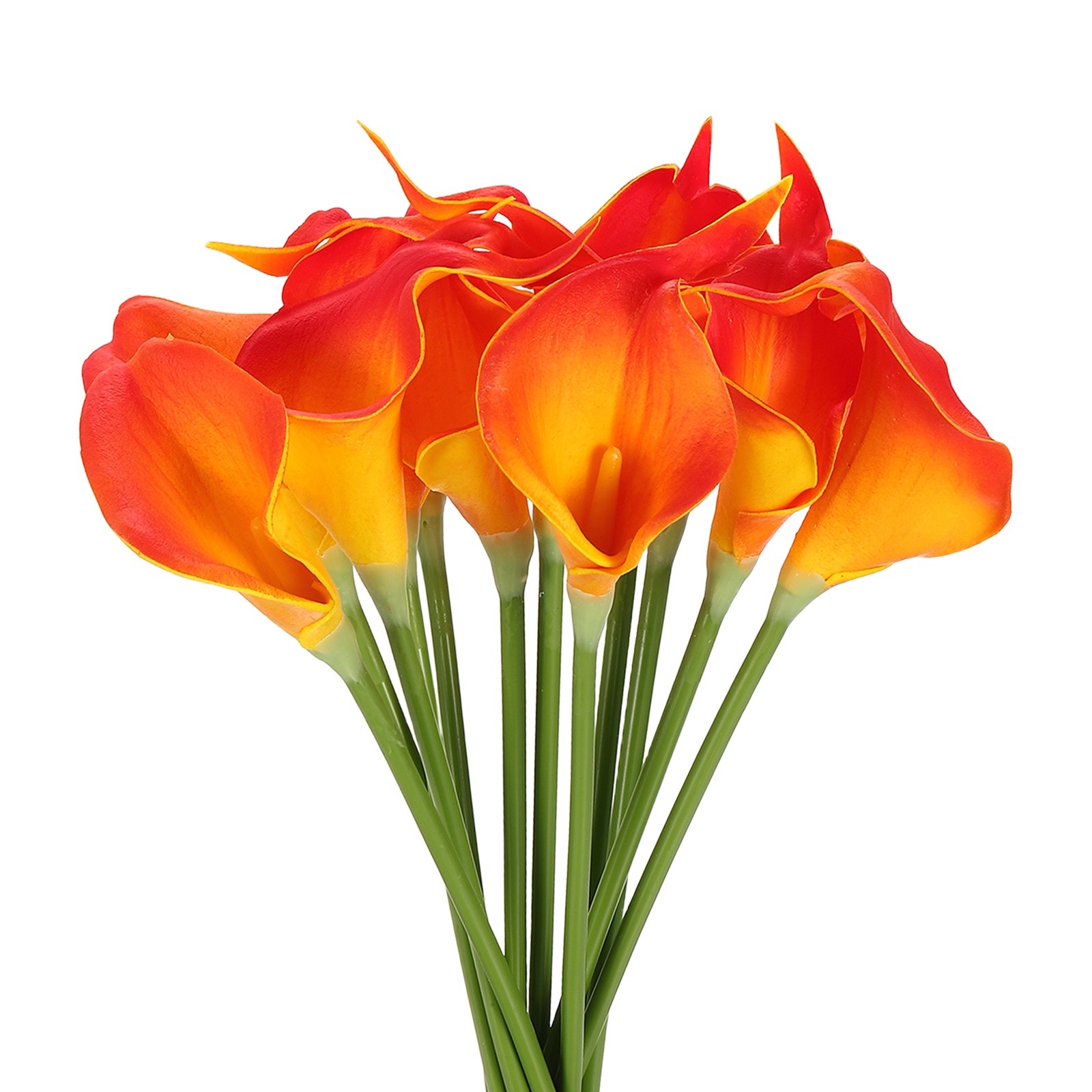 12Set 13 Inch Artificial Calla Lily Fake Flowers Real Touch Orange/Yellow