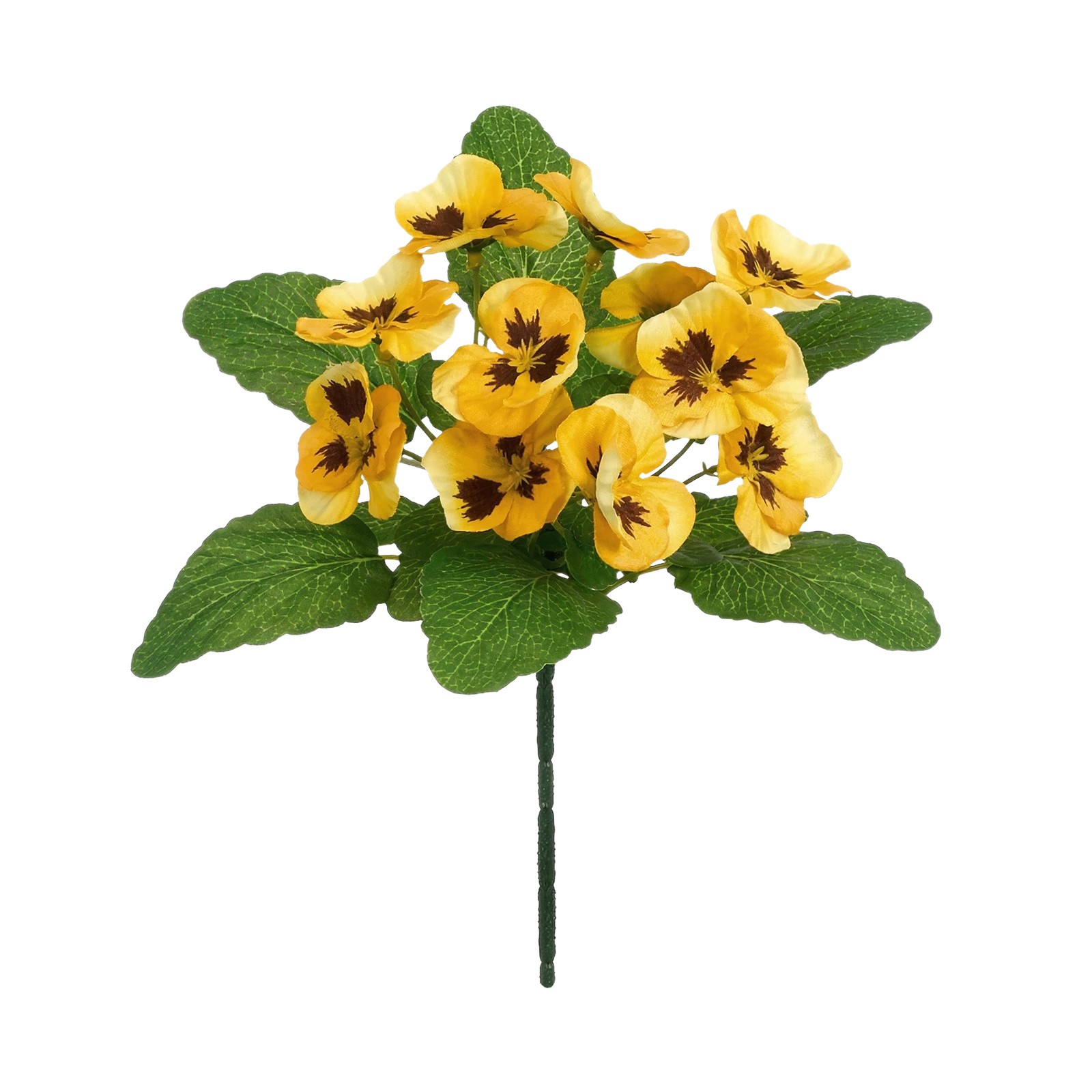Amba Products 11″ Yellow Pansy UV Protected Artificial Floral Bush