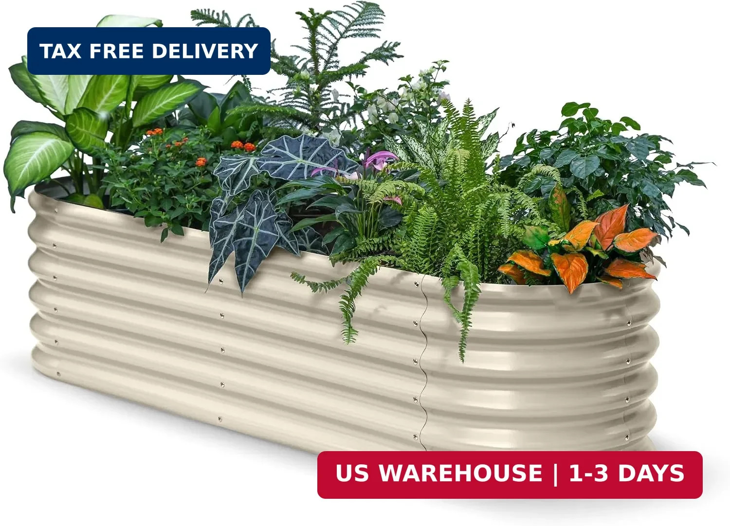 6x2x1.5 ft Galvanized Raised Garden Bed, 18″ Tall Metal Raised Planters for Outd