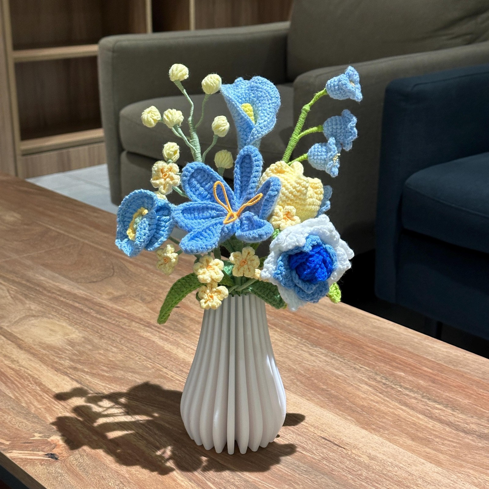 Crochet Flower Bouquet Handmade Yarn Flowers Artificial Flowers Keepsake Gift