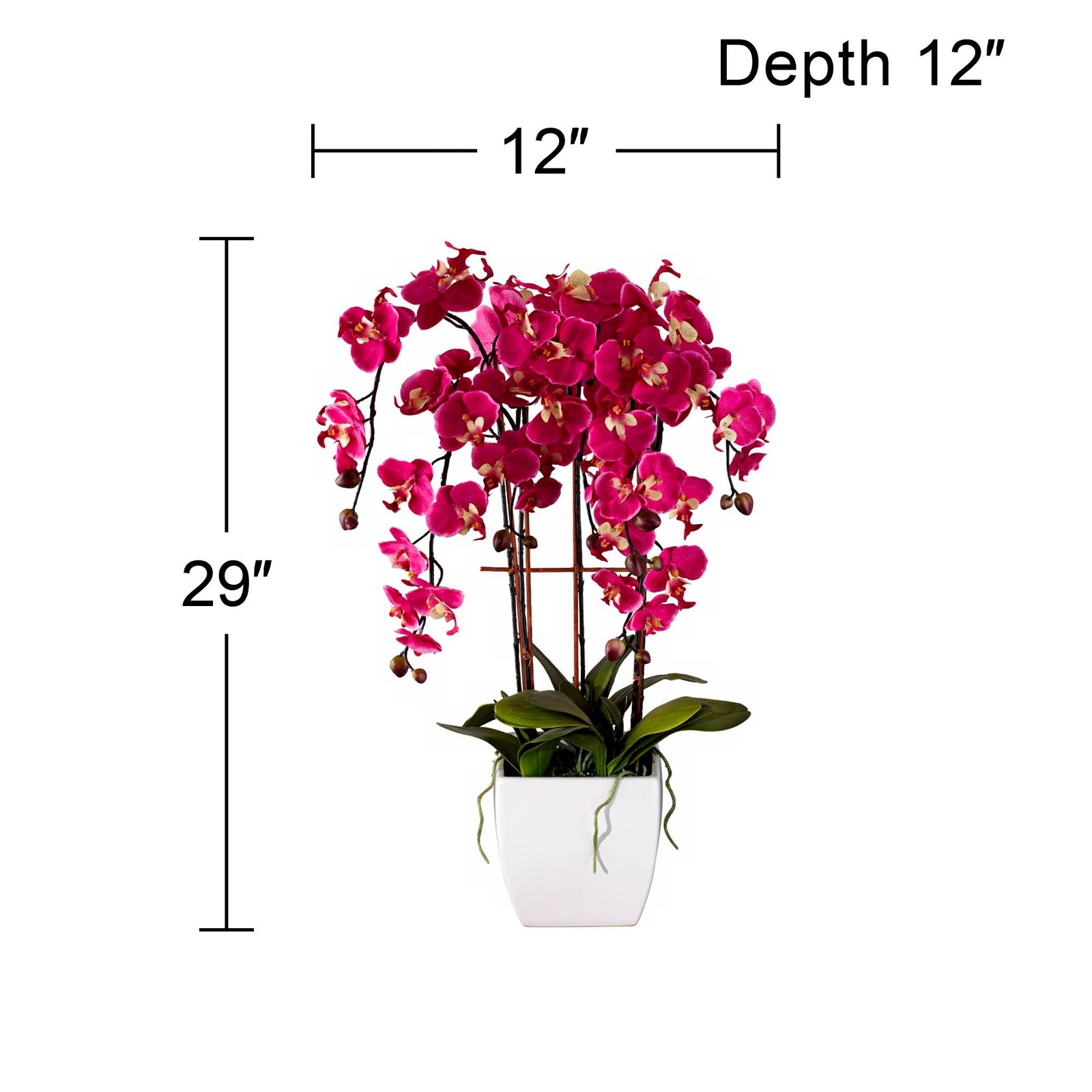 Potted Faux Artificial Flowers Realistic Purple Fuchsia Orchid in Pot Home Decor
