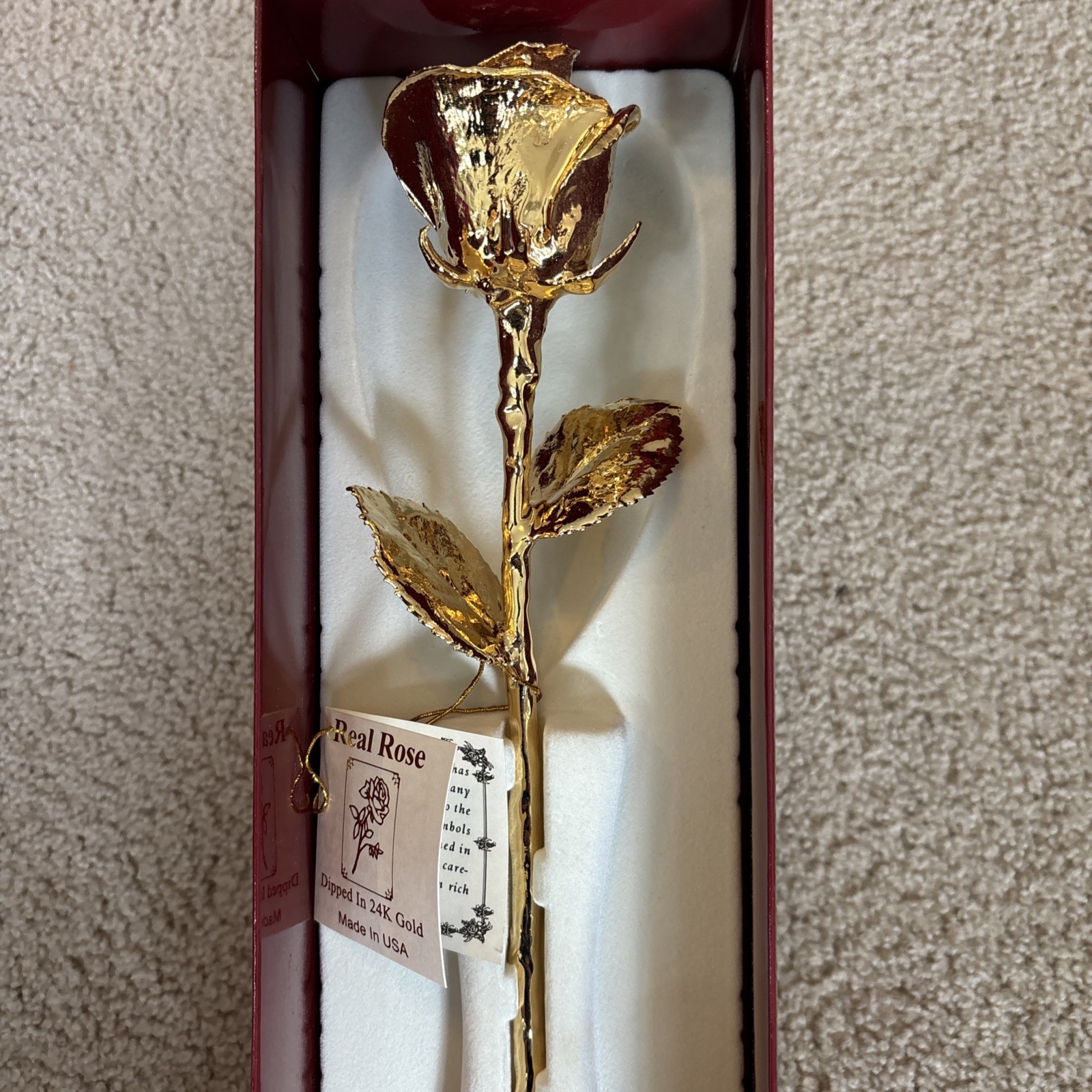 REAL 24K Gold Dipped Rose by Living Gold Co. USA w/ Certificate – Luxury Gift