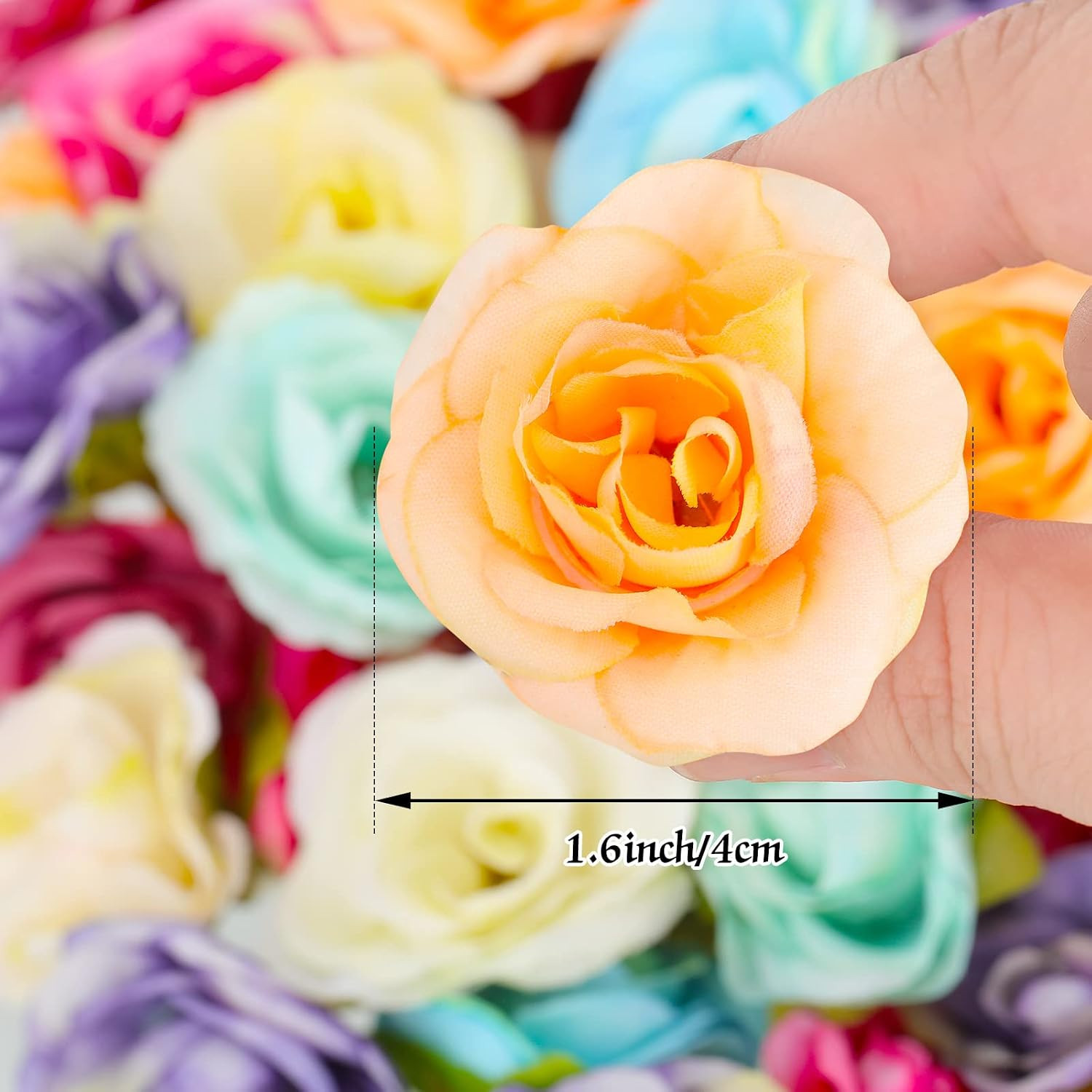 60 Pcs 1.6 Inch Artificial Flower Heads Bulk, Multicolor Silk Rose Fake Flowers