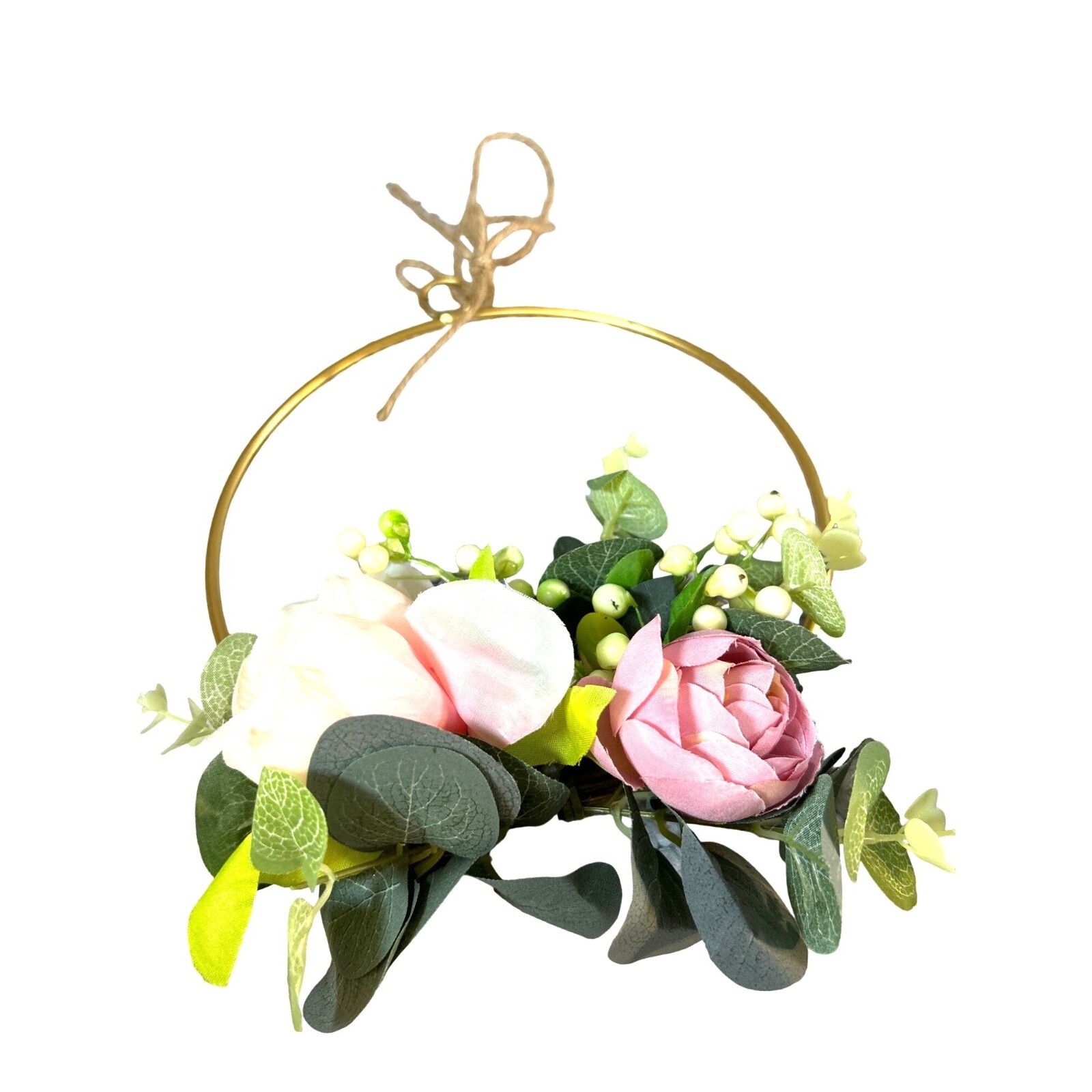 Home Decor Metal Square Circle Triangle Decoration with Silk Flowers and Greener