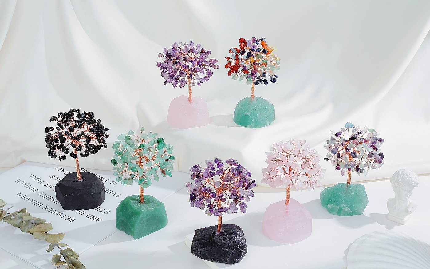 Crystal Tree Healing Crystals Amethyst, Purple Gravel Gemstone, Rose Quartz P…
