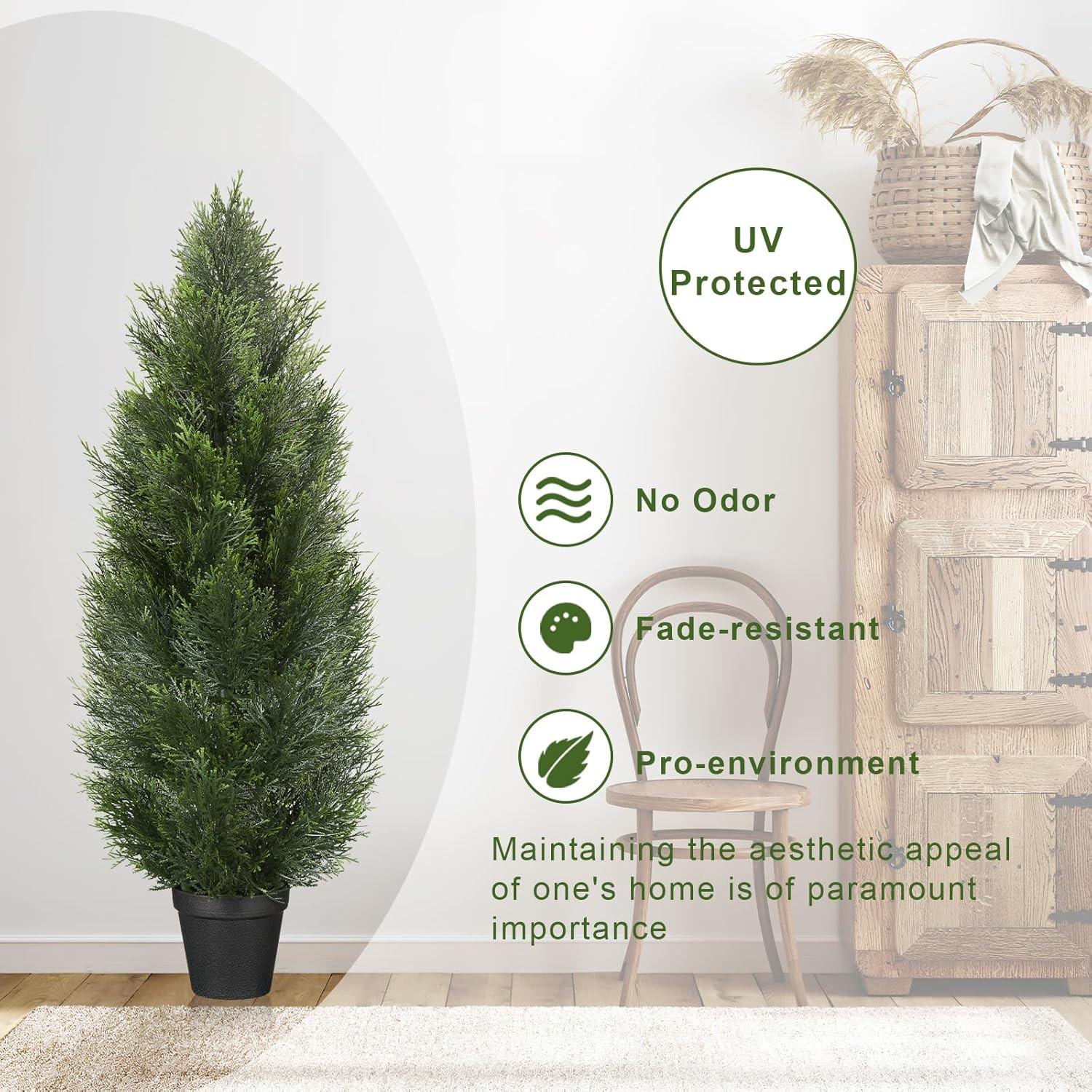Set of 2 UV Resistant 3FT Artificial Cedar Trees for Outdoor Decor