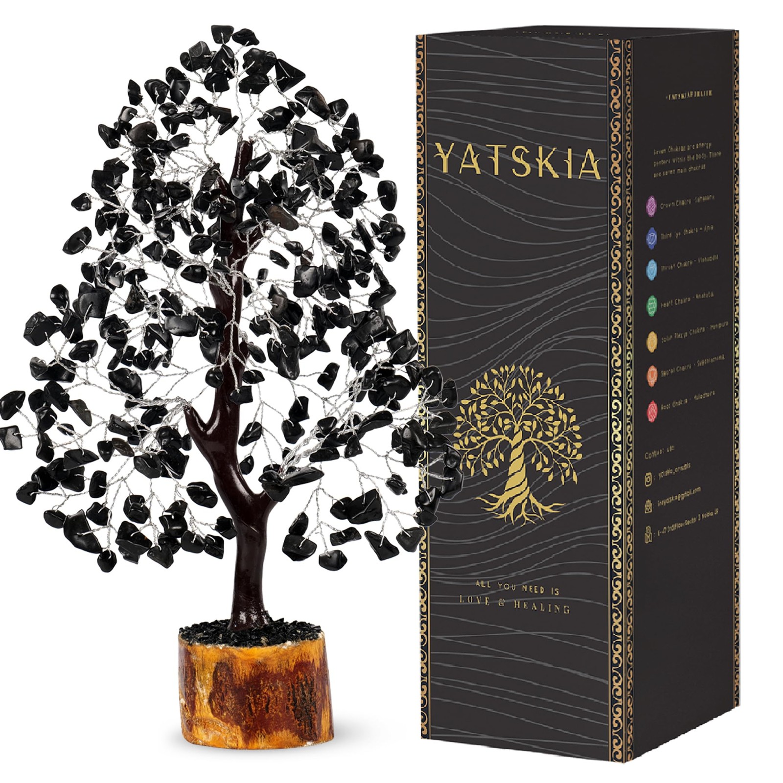 Black Tourmaline Crystal Tree Healing Stones Gemstone Spiritual Home Decor