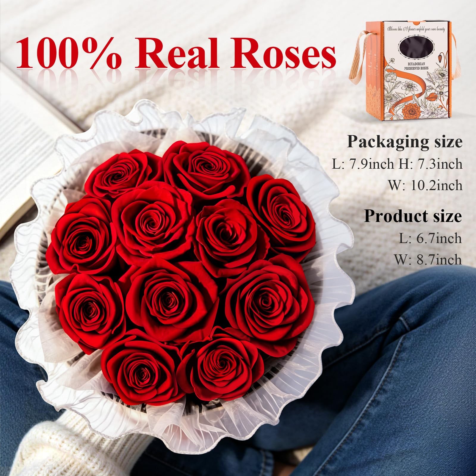 Preserved Flowers Bouquet Birthday Gifts for Women, Real Flowers for Delivery…
