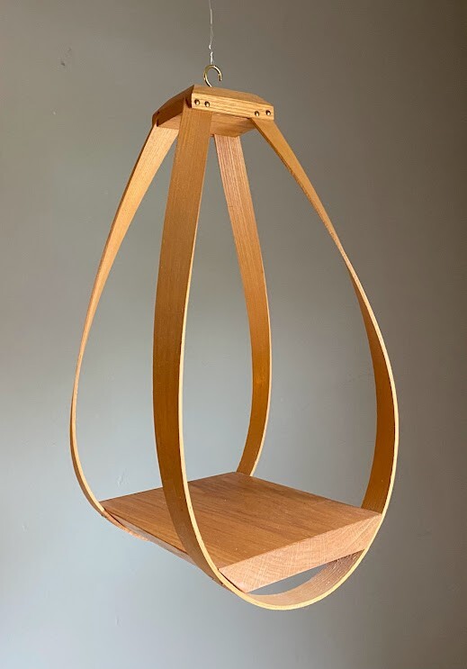 Bentwood Teardrop Hanging Wood Plant Planter Stand Shelf mcm mid century modern 