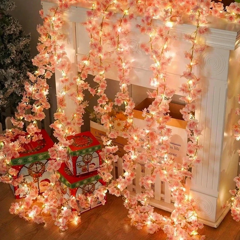 Artificial Sakura Flower Vine – 180cm Silk Garland for Wedding & Home Decor