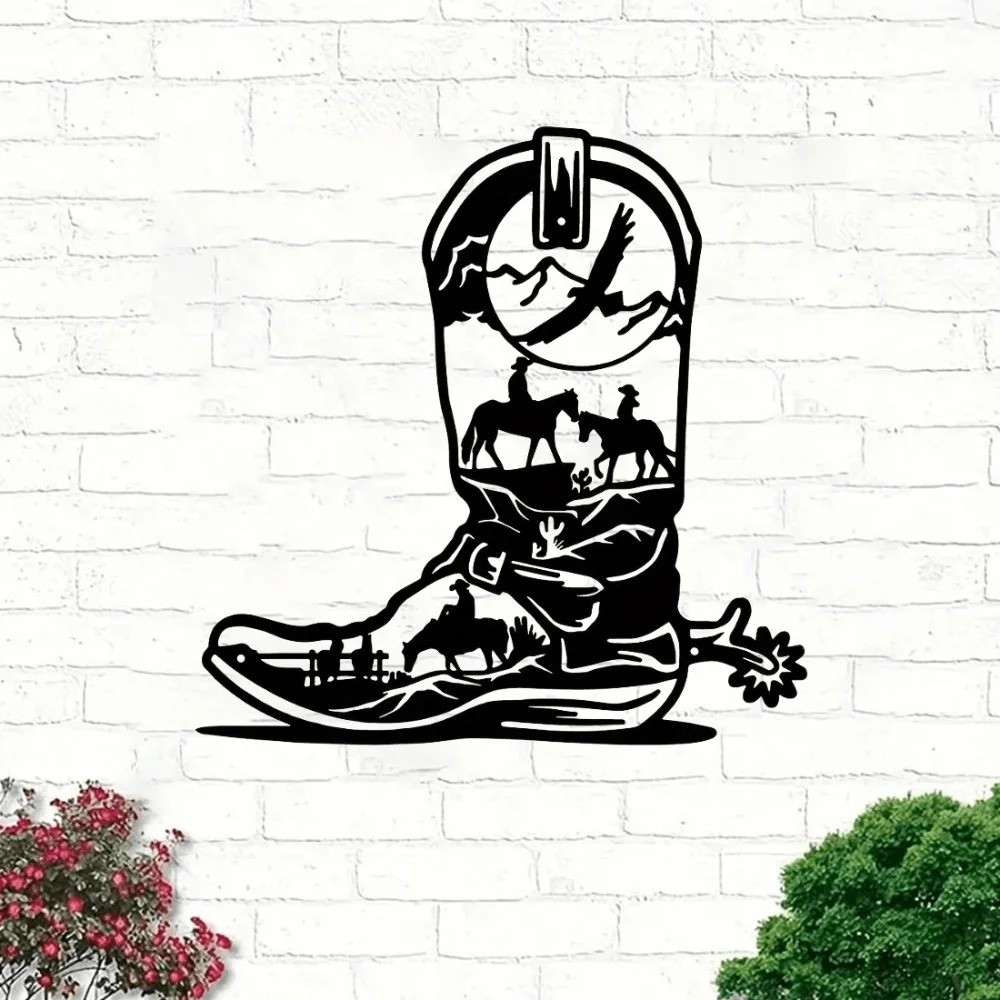 Metal Boots Wall Art Sculpture – Western Rustic Decor for Boot Lovers