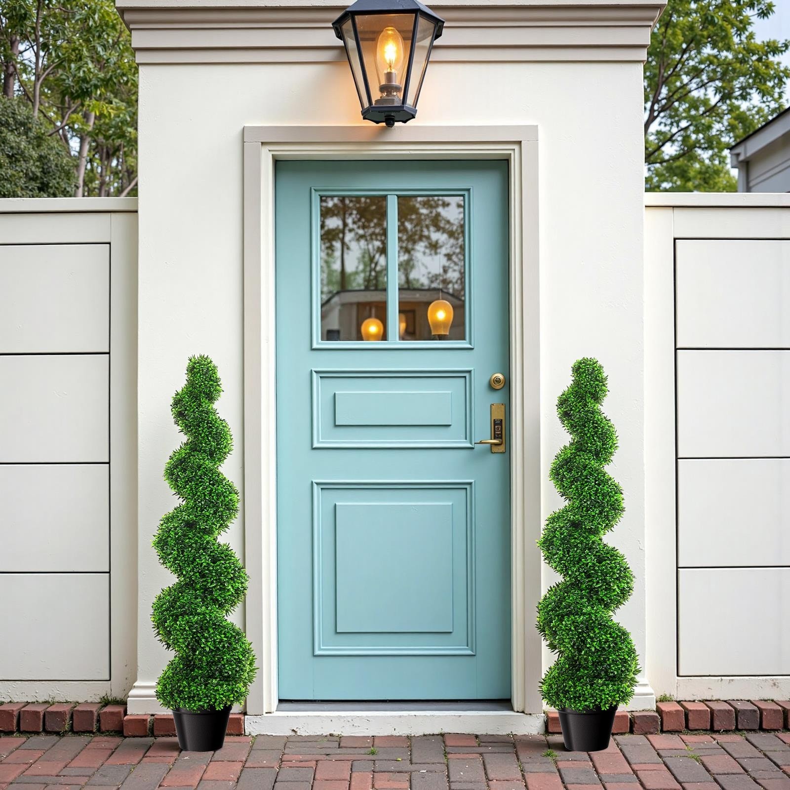 47’ Artificial Boxwood 2 Pack Spiral Topiary Tree UV Home Decor Green In/Outdoor