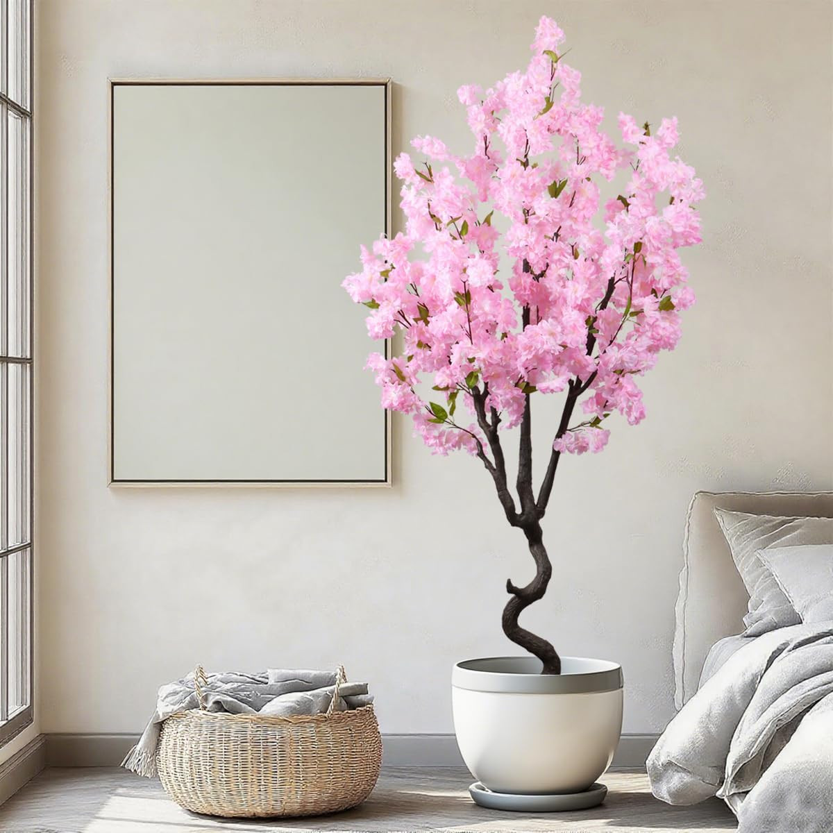 6FT Artificial Pink Cherry Blossom Tree – Faux Floral Decor for Home & Garden