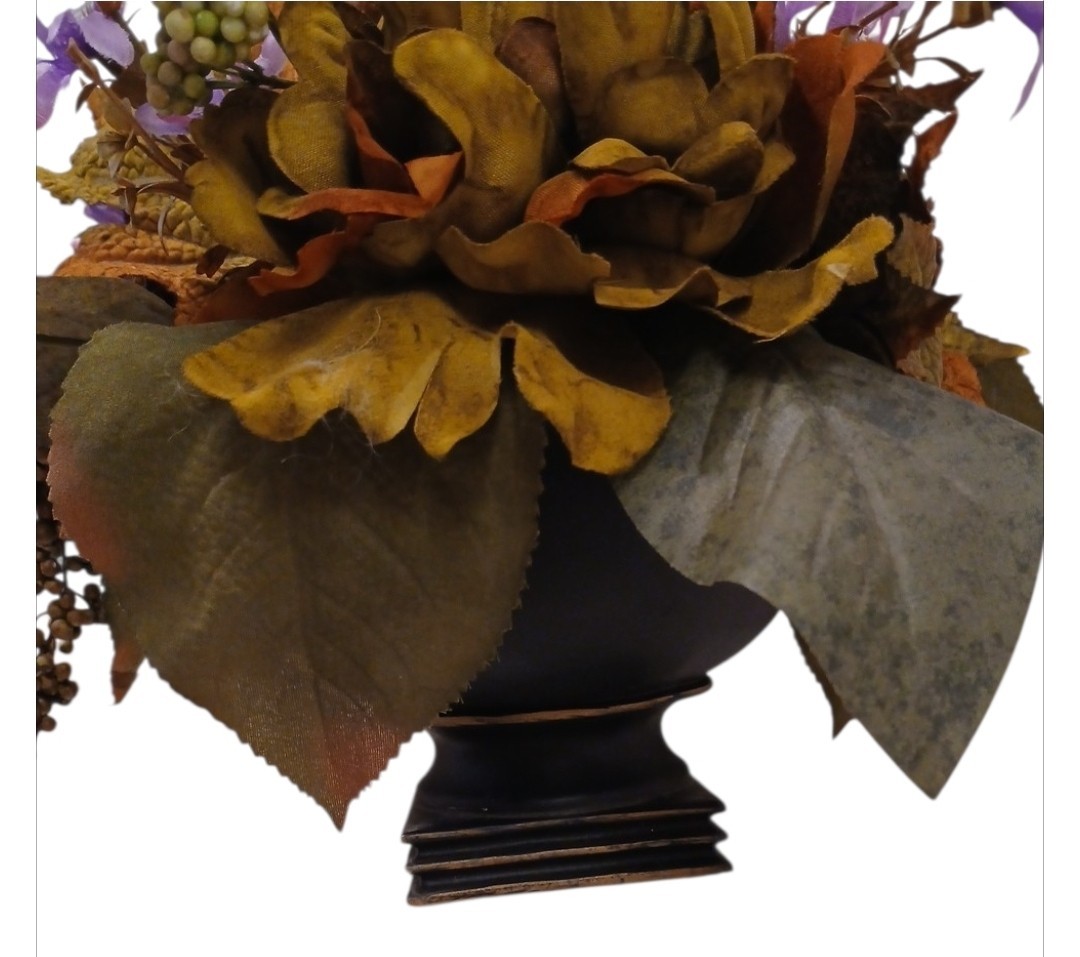 English Yellow Rose Autumn Floral Arrangement Dark Academia Bouquet Ceramic Vase