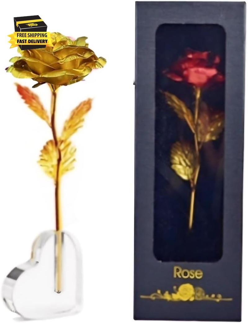 Gold Dipped Rose, Eternal Long Stem Golden Rose | Luxurious Romantic Gift for Wo