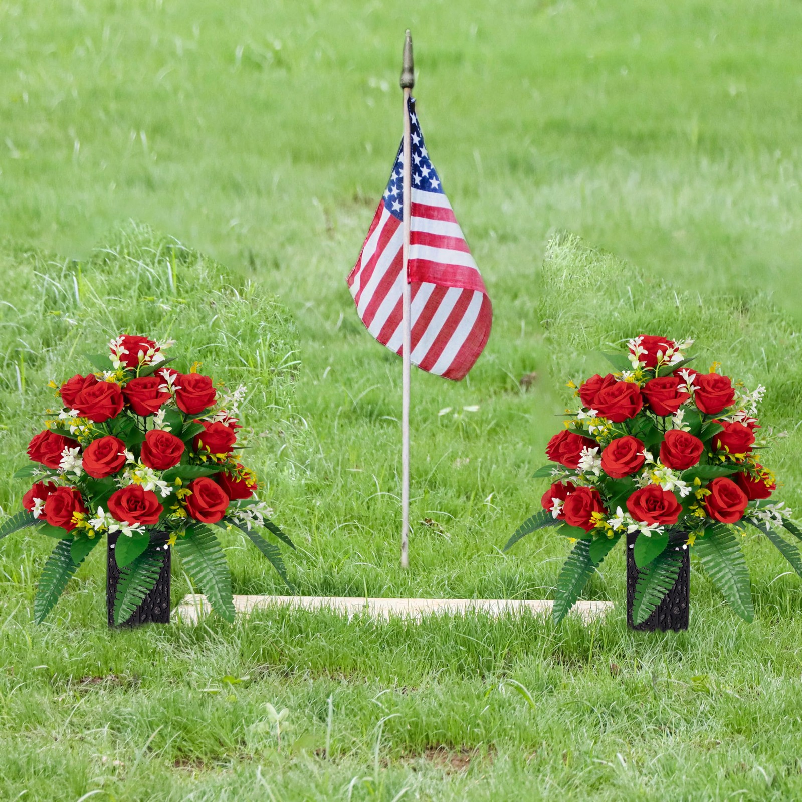MOOMASS Artificial Cemetery Flowers – Grave Decorations, Cemetery Flowers for…