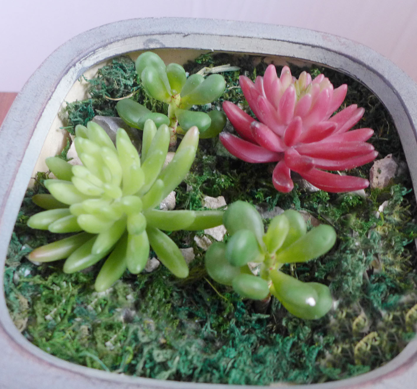 Artificial Succulents Plants Yacon Red Finger Lotus Landscape Grass Set of 4