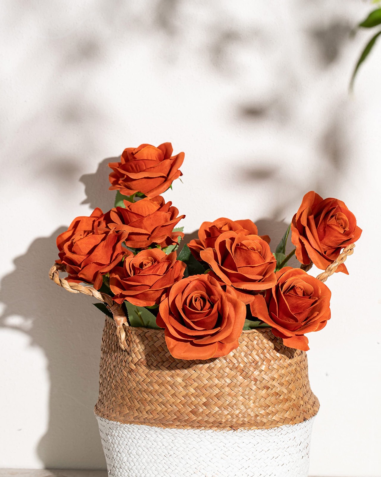 Burnt Orange Silk Roses Artificial Flowers 10 PCS for Arrangement Wedding