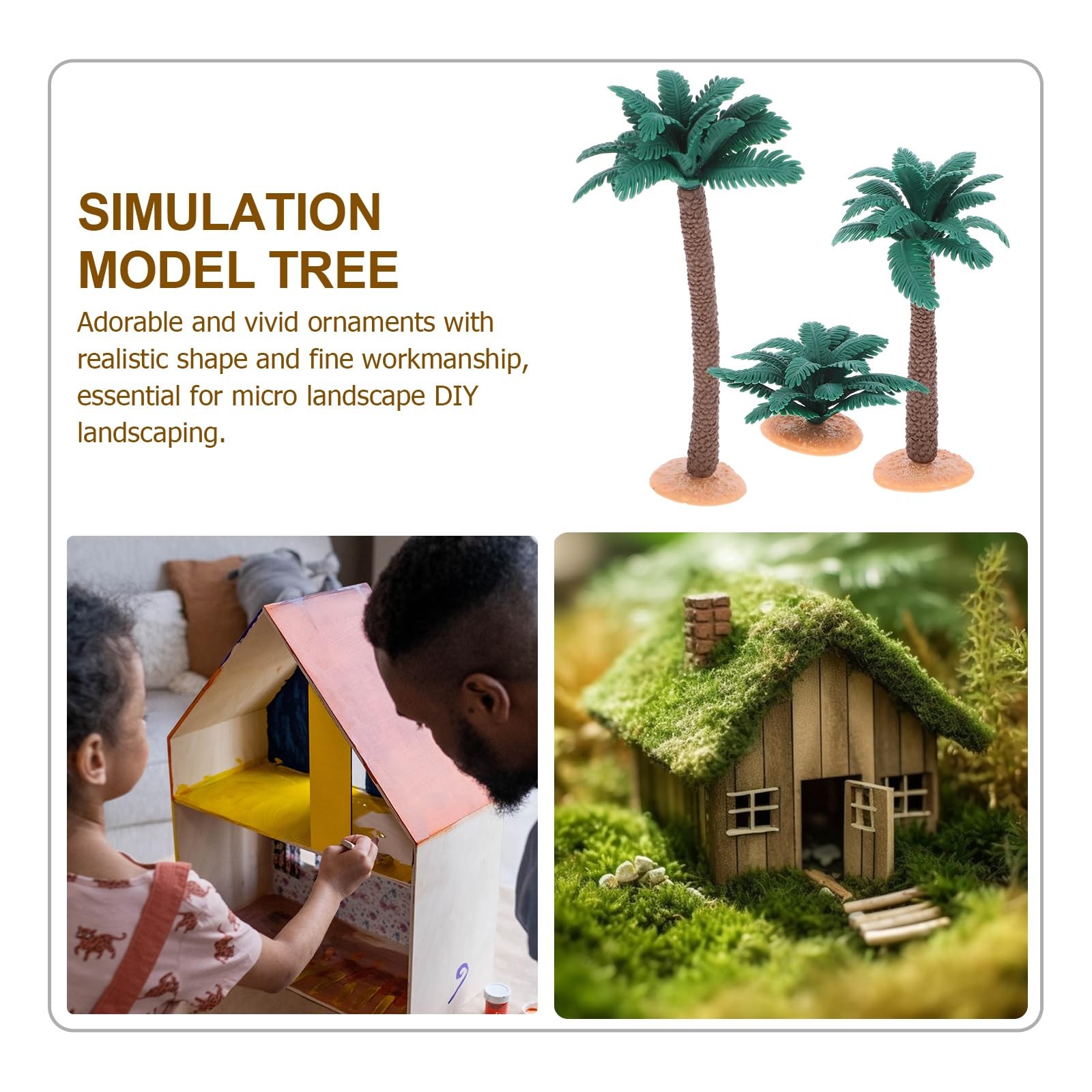 3 Pcs Mini Artificial Palm Tree Set, Plastic Coconut Fake Plant Bushes, Model…