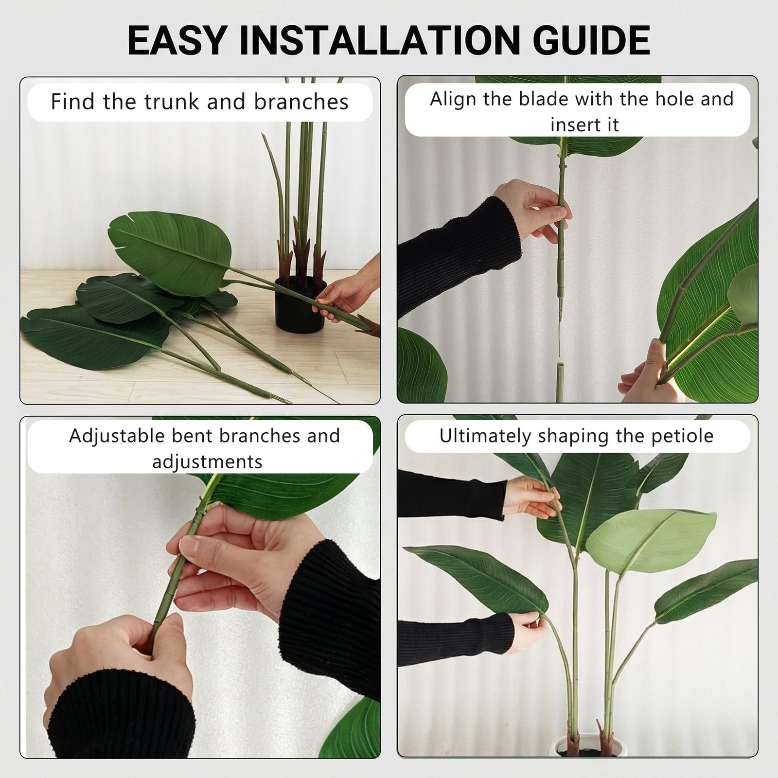 2 Pack Artificial Bird of Paradise Plant 5.2 ft Tall Faux Banana Leaf Tree