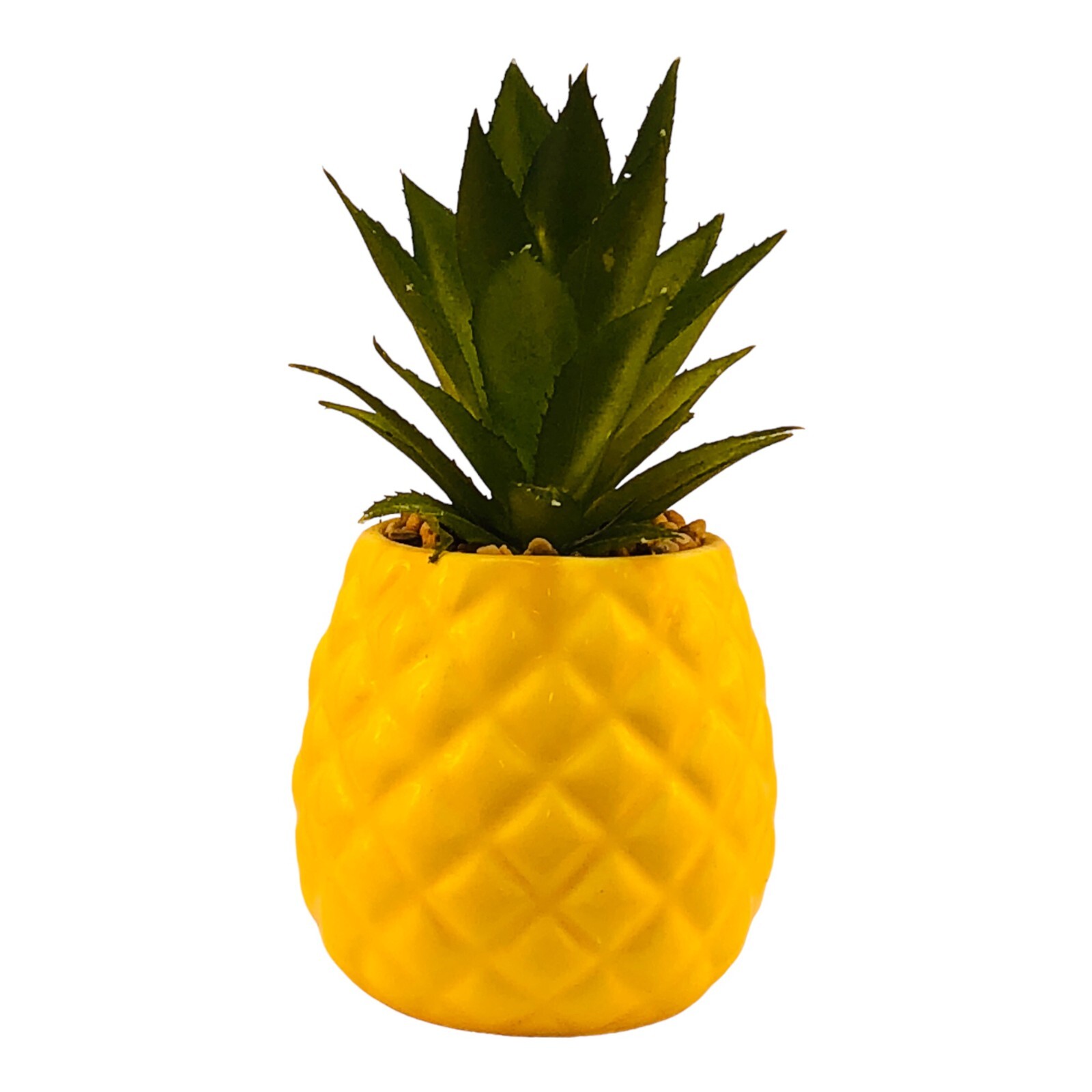 Ceramic Potted Artificial Succulent 7.5″ Faux Plants Pineapple Ananas Yellow