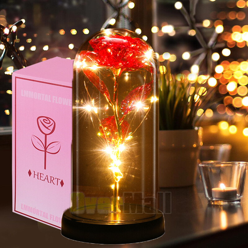 Galaxy Rose Flower Gift for Mom from Son, Daughter – LED Light Glass Flower 2025