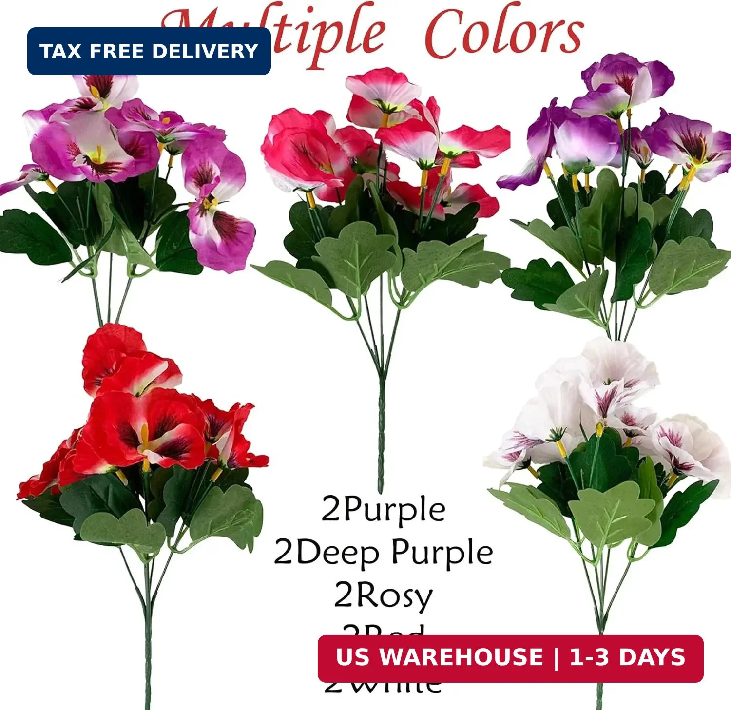 Artificial Flowers for Outdoors,10 Bundles UV Resistant Fake Silk Pansy Flowers,