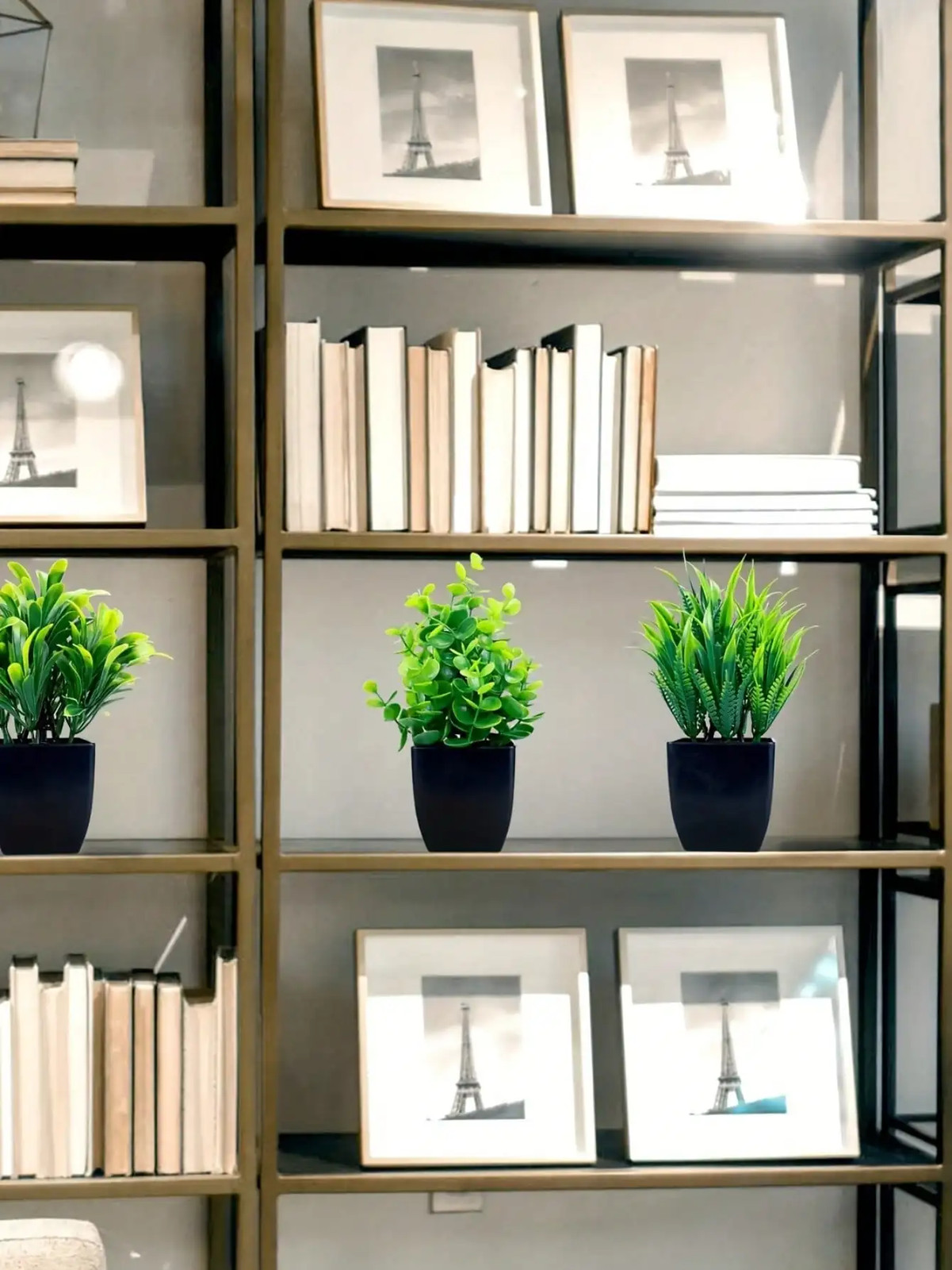 1pc Fake Plant Black Pot, Mini Artificial Eucalyptus Potted Plant for Indoor Hom