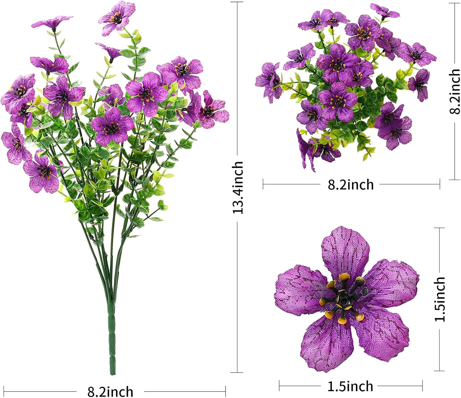 Artificial Flowers for Outdoors,24 Bundles Uv Resistant Artificial Outdoor Flowe