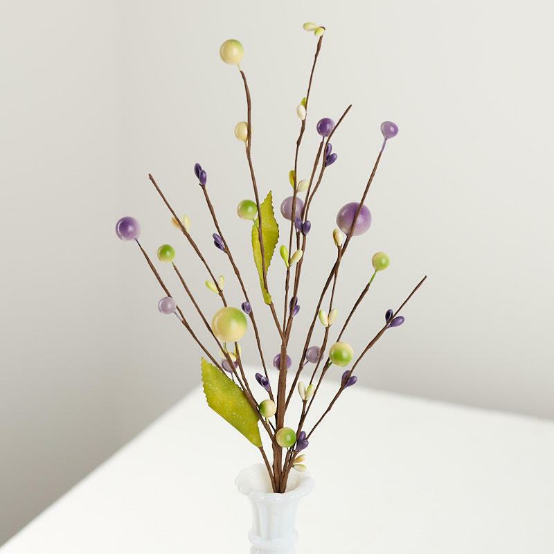 Package of 6 Hand Wrapped Spring Purple and Soft Green Mixed Berry Sprays