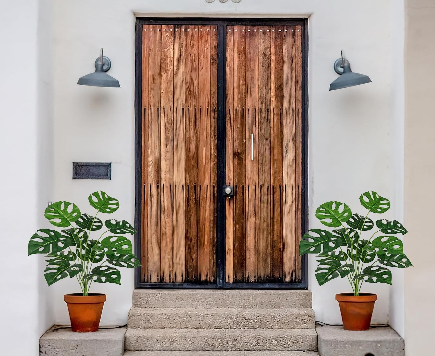 2PCS 28″ Artificial Monstera Leaves – Faux Tropical Greenery for Home, Garden, W