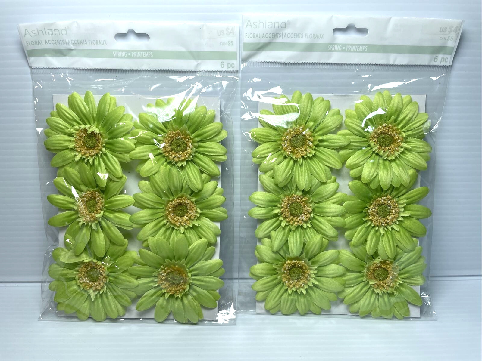 Set of 2 Packs of Green Daisy Floral Accent Decoration Ashland 3″ each