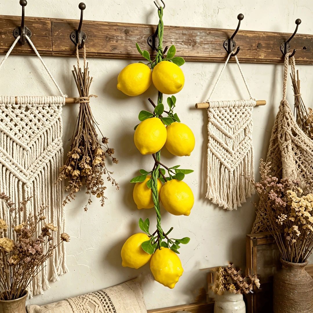 Simulat Artificial Lemon String Fake Fruit Disply Wall Hanging Home Party Decor