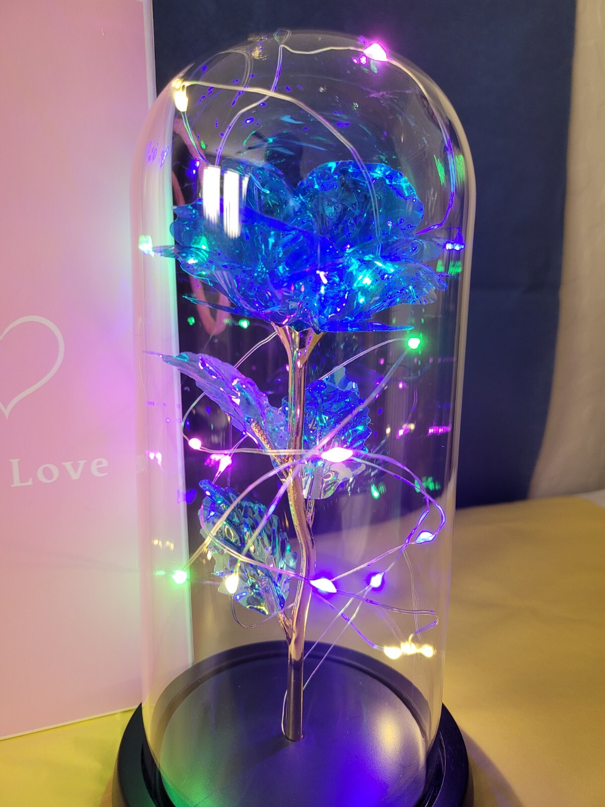 Galaxy Rose in Glass Dome LED Enchanted Flower with gift box ready for Christmas