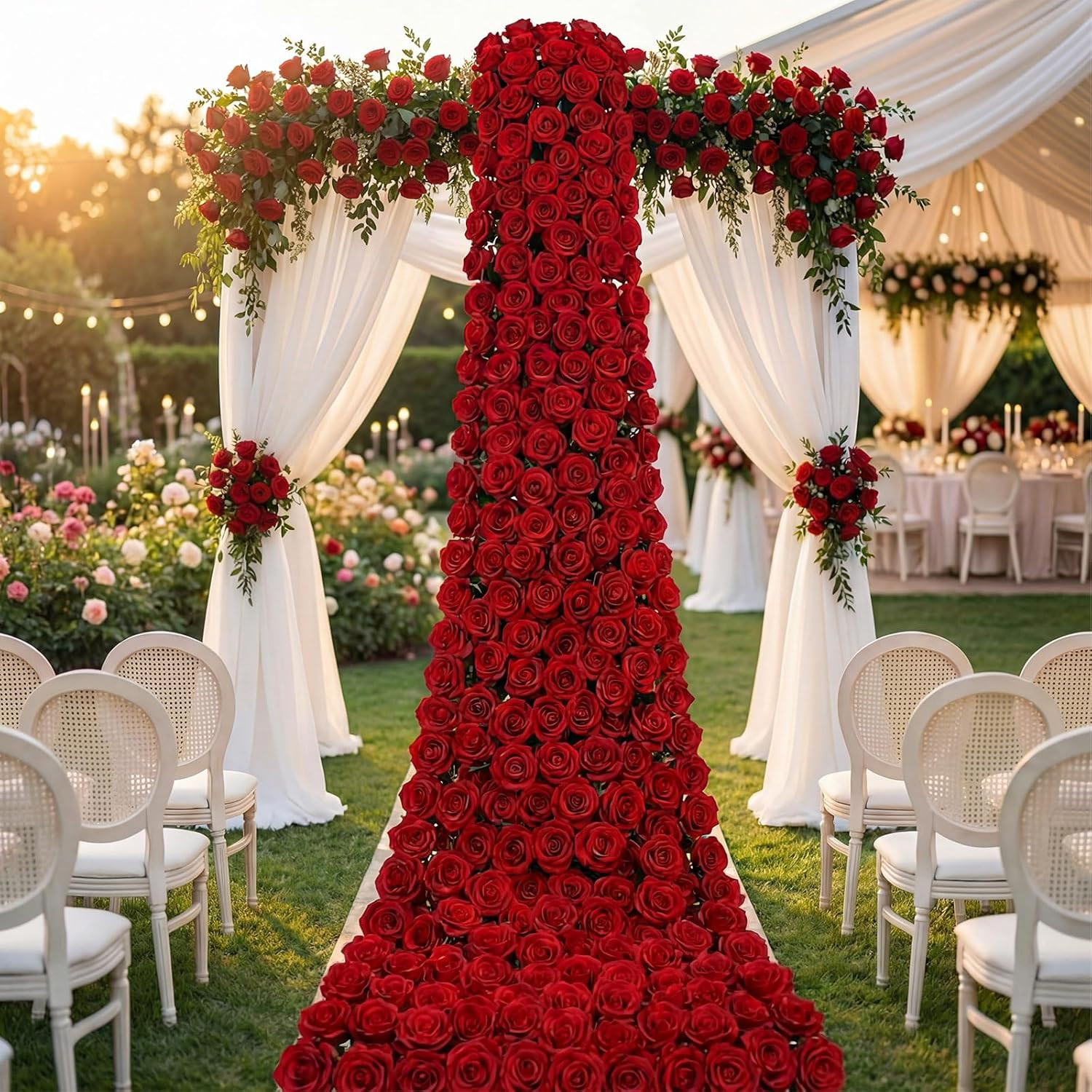 1000 Pcs Red Silk Roses – Realistic Faux Flowers for Weddings & Events