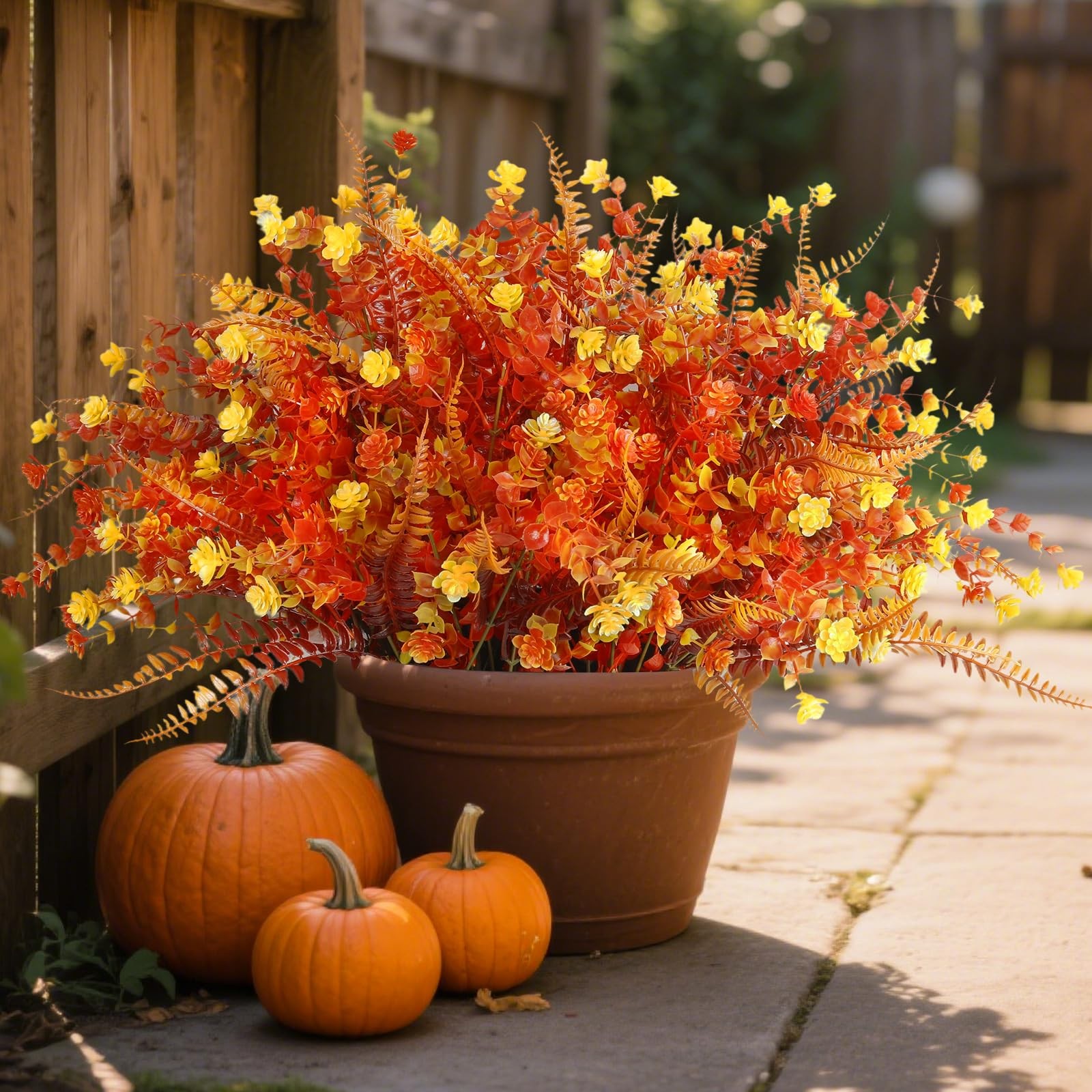Artificial Fall Flowers for Outdoors,36 pcs Faux Outdoors Plants Realistic Ar…