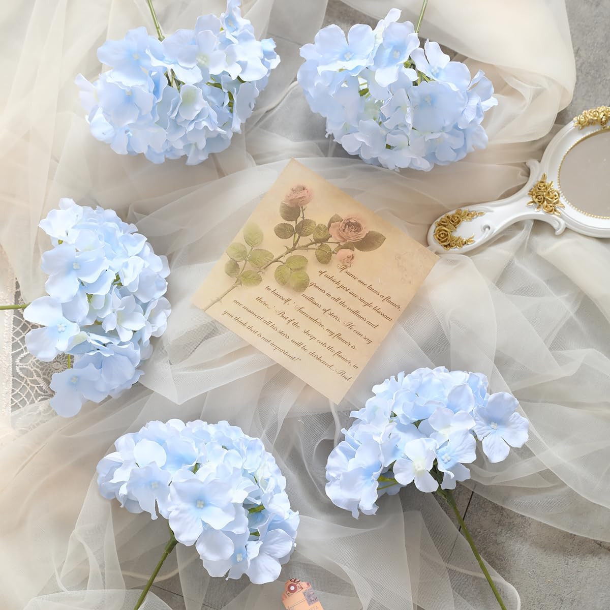 Hydrangea Artificial Flowers -12 pcs Realistic Fake Hydrangea Silk Flowers with