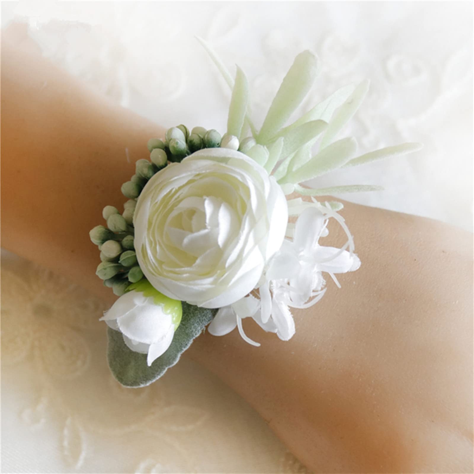 Rose Wrist Corsage Wristlet Band for Girls Women Bride Bridesmaid, Set of 6, …