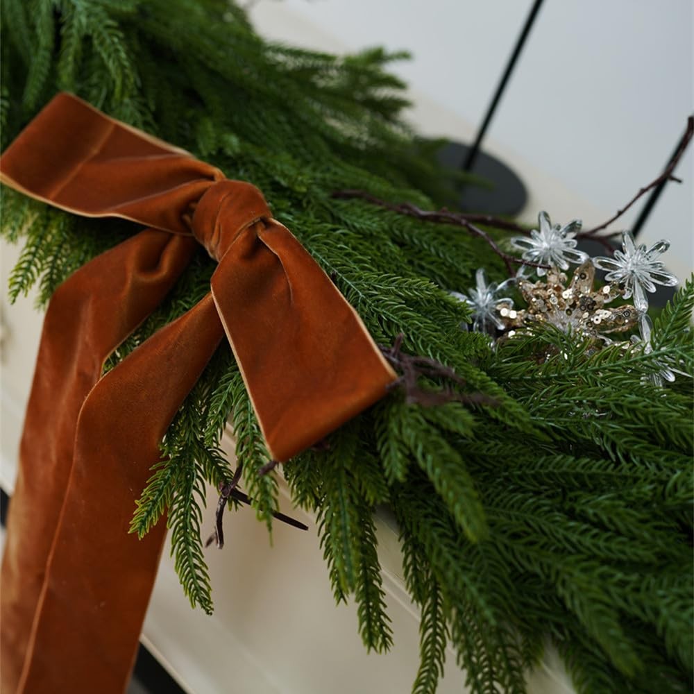 Norfolk Pine Garland,2Pcs 6ft Real Touch Norfolk Pine Garland Realistic Artif…