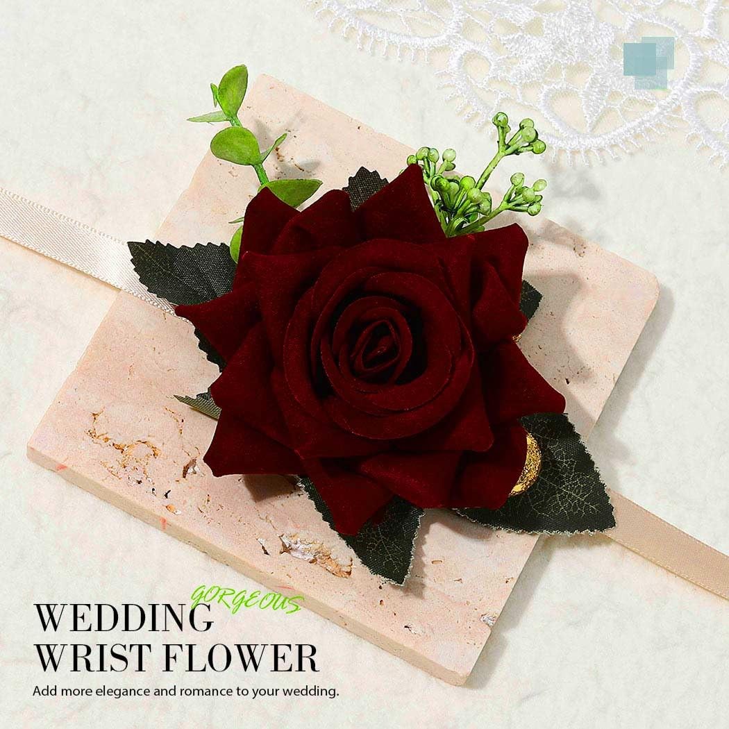 Red Rose Corsage, Prom, Wedding, Bridesmaid Hand Flower, Women, Girls, Decor