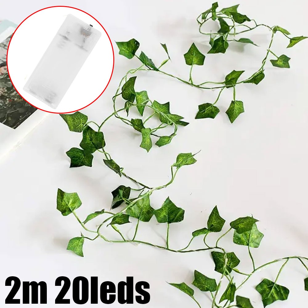 2M 20 LED Ivy Leaf String Lights Vine Garland Wreath Hanging Fairy Night Lamp